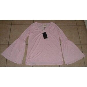 NEW NWT Pink Sz Medium Soft Stretchy High Low Long Bell Sleeve Shirt CHASER